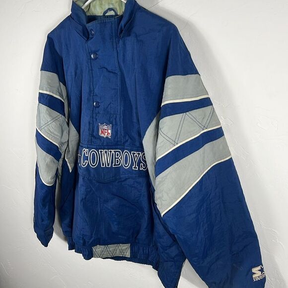🔥🏈 Vintage DALLAS COWBOYS NFL ProLine Starter Puffer 1/2 Zip Jacket Men Sz Lg - Picture 5 of 14